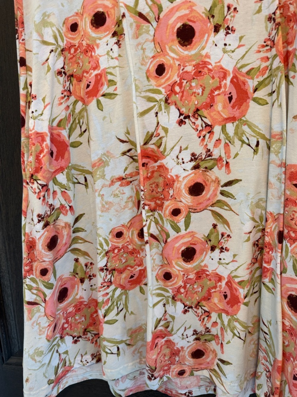 LuLaRoe Coral Floral Swing Dress on Cream - Picture 5 of 6